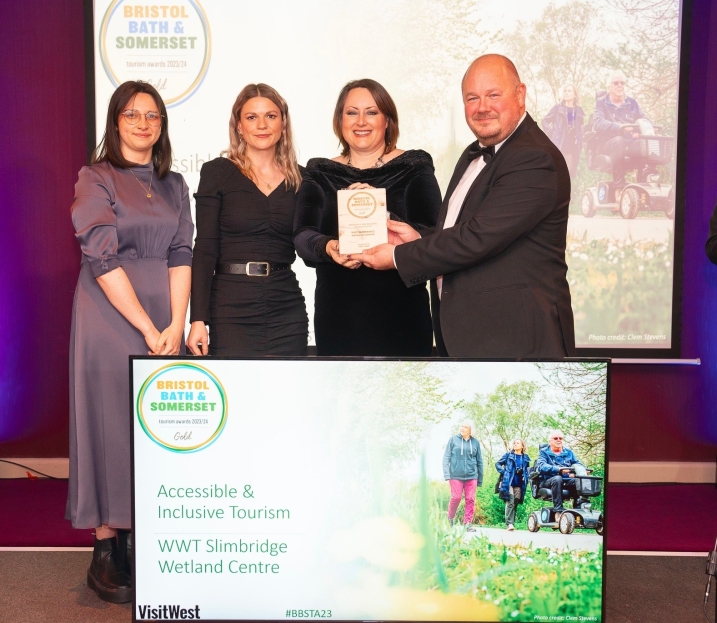 WWT Slimbridge staff being awarded 'Gold' for Accessible and Inclusive Tourism.